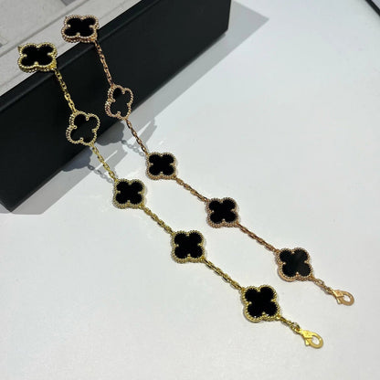 [AuraEcho]CLOVER  5 MOTIFS BLACK ONYX BRACELET