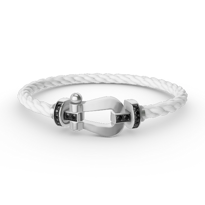 [AuraEcho]FORCE LARGE HORSESHOE BLACK DIAMOND BRACELET SILVER