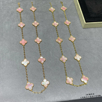 [AuraEcho]CLOVER 10 MOTIFS PINK MOP NECKLACE