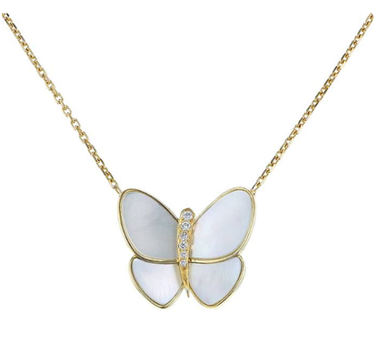 [AuraEcho]BUTTERFLY GOLD MOP DIAMOND NECKLACE