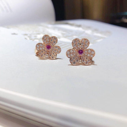 [AuraEcho]FRIVOLE PINK GOLD FLOWER DIAMOND EARRINGS