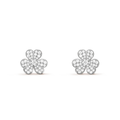 [AuraEcho]FRIVOLE SILVER FLOWER DIAMOND EARRINGS