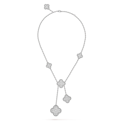 [AuraEcho]CLOVER 5 MOTIFS SILVER DIAMONDS NECKLACE
