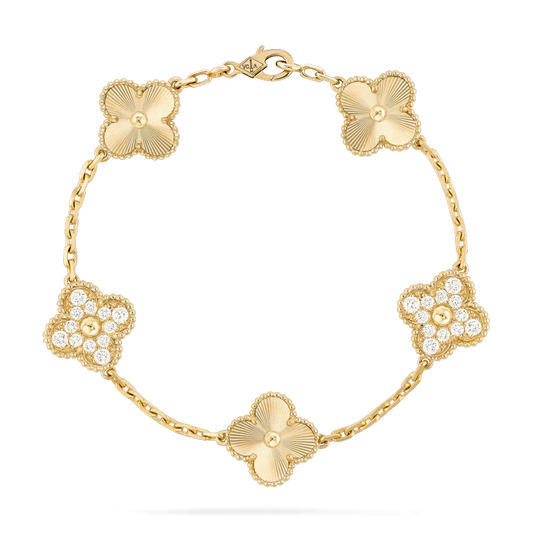 [AuraEcho]CLOVER BRACELET 5 MOTIFS GOLD DIAMOND