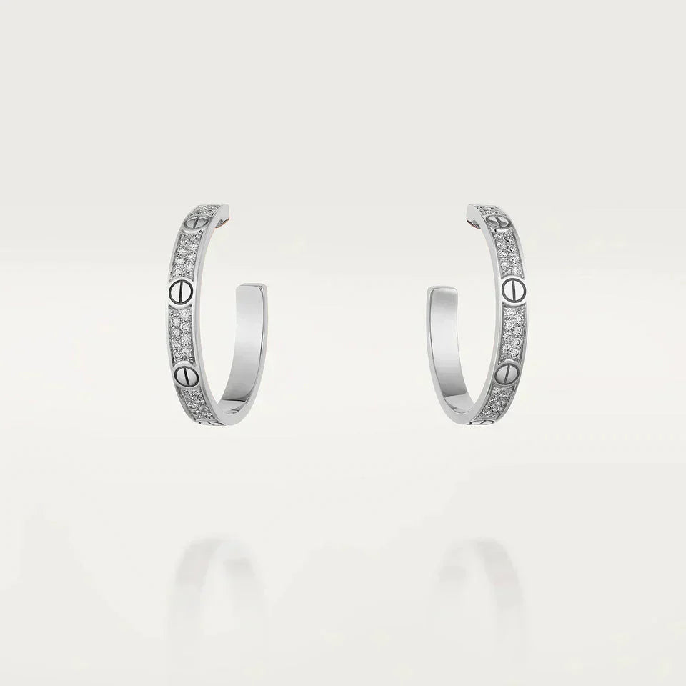 [AuraEcho]LOVE DIAMOND SILVER HOOP EARRINGS