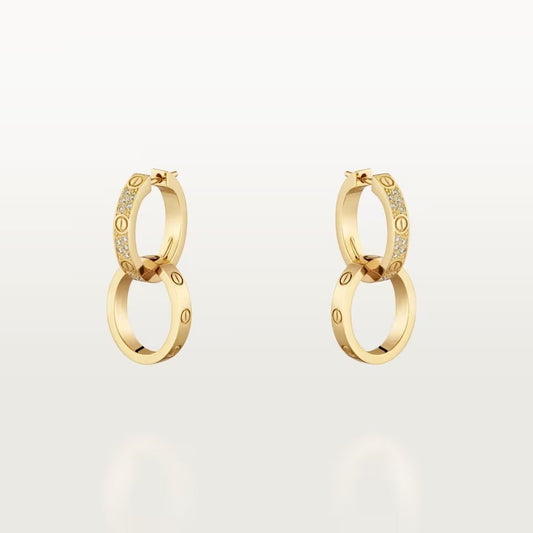 [AuraEcho]LOVE 3.3MM DANGLE HALF DIAMOND EARRINGS